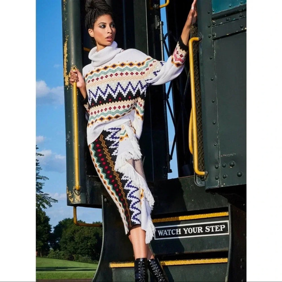 Alice + Olivia Fair Isle Cutout Cold Shoulder Sweater XS - Picture 1 of 9